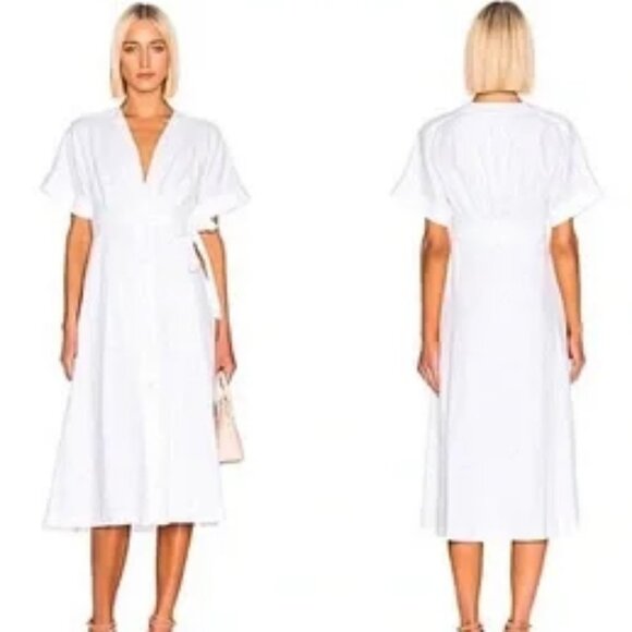 women's a line shirt dress Ora Linen Blend Shirt Dress-Navy Ivory Stripe